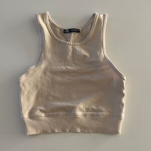 Zara Cream Sleeveless Crop Top